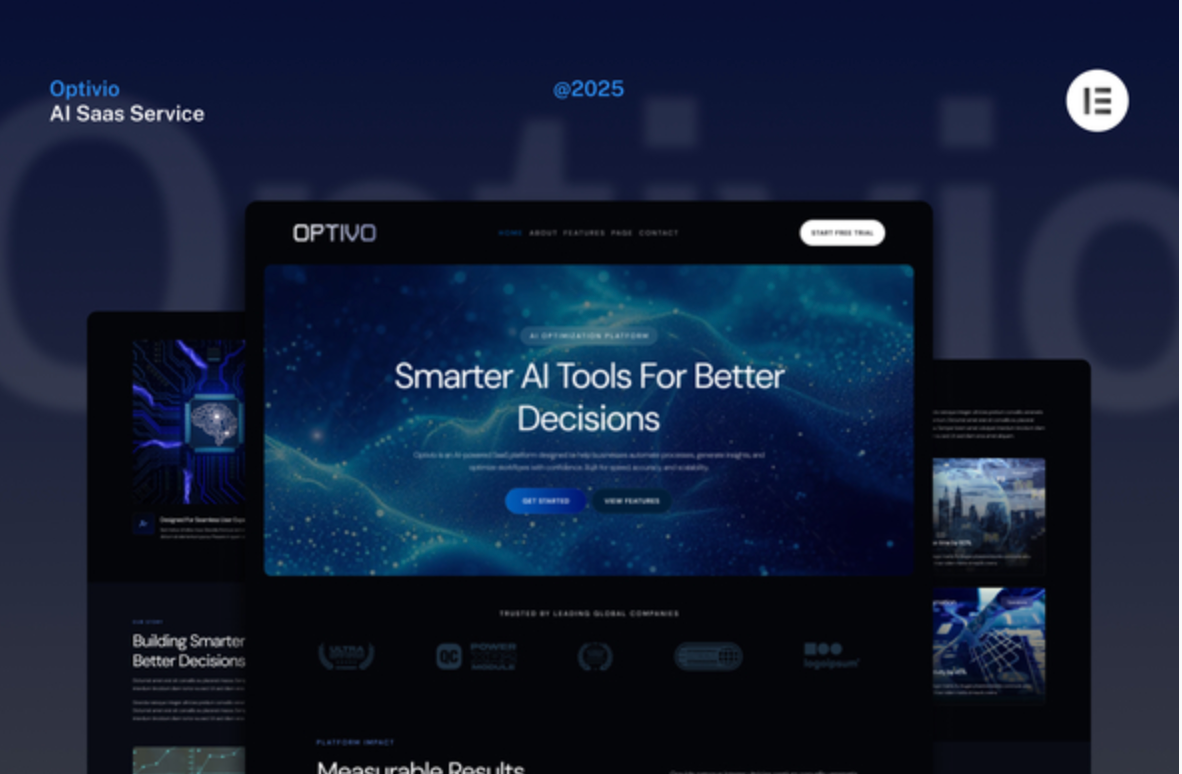 Optivio - Dark AI Saas Website Elementor Template Kit