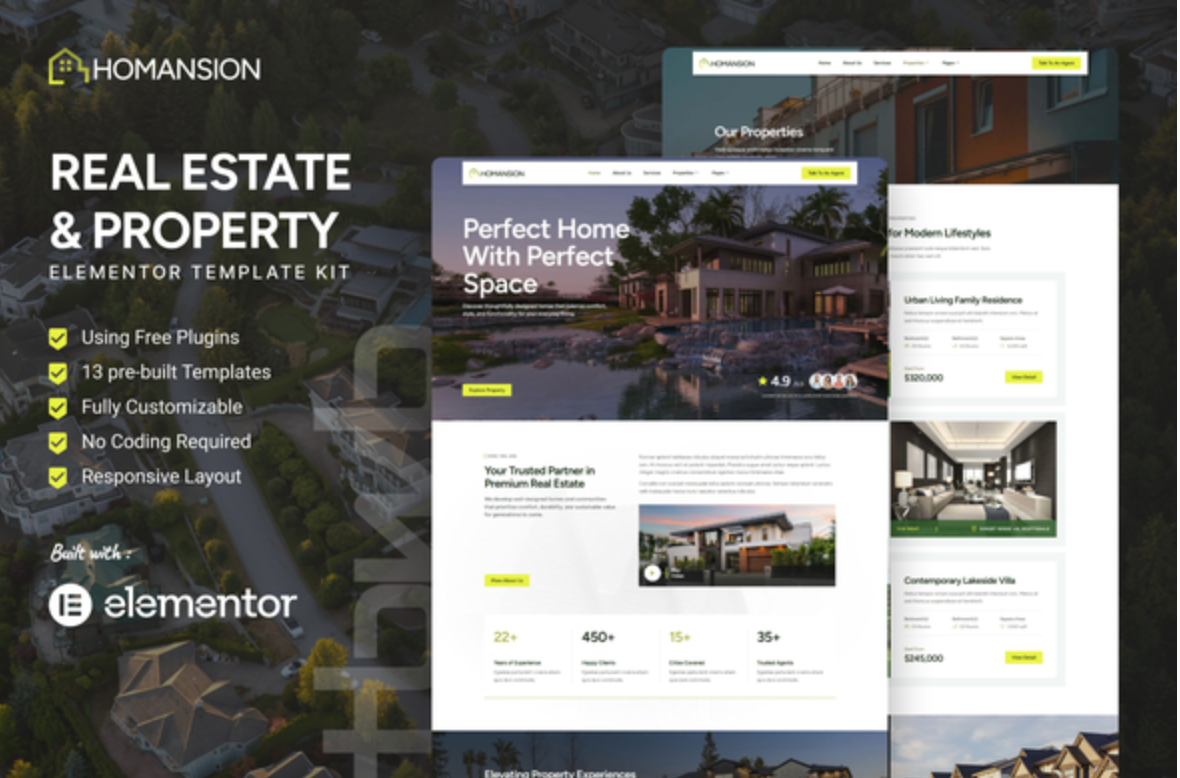 Homansion - Real Estate & Property Elementor Template Kit