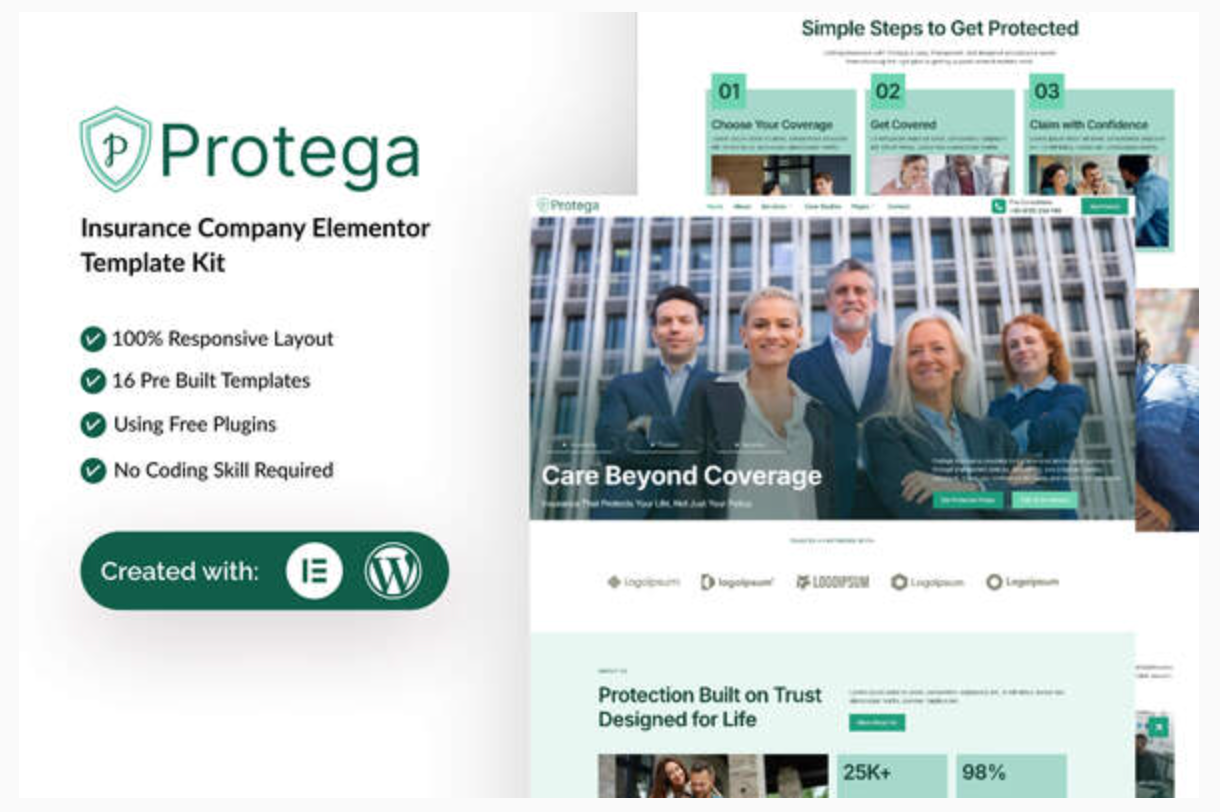 Protega - Insurance Company Elementor Template Kit