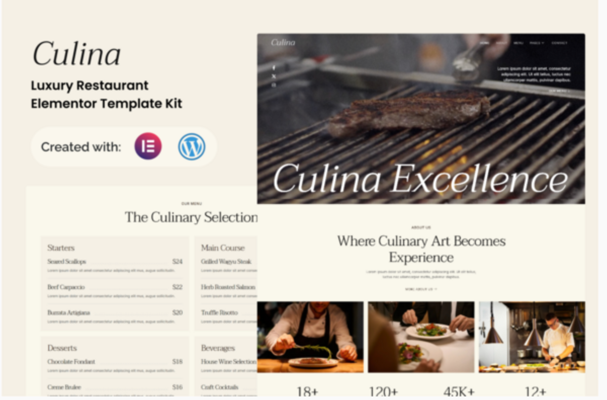 Culina - Luxury Restaurant Elementor Template Kit