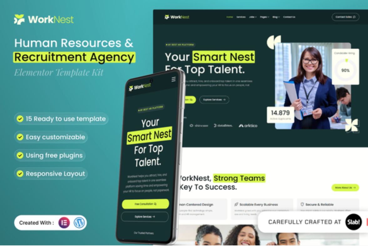 Worknest - Human Resources & Recruitment Agency Elementor Template Kit