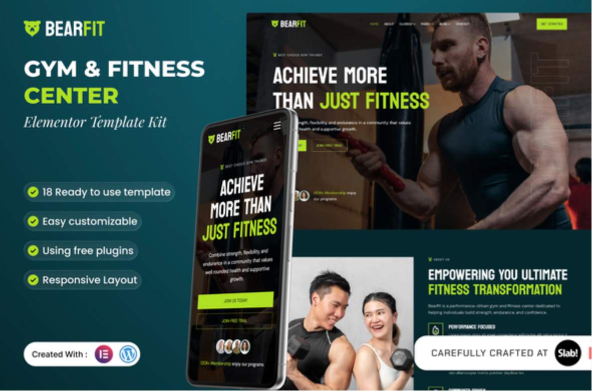 Bearfit - Gym & Fitness Center Elementor Template Kit