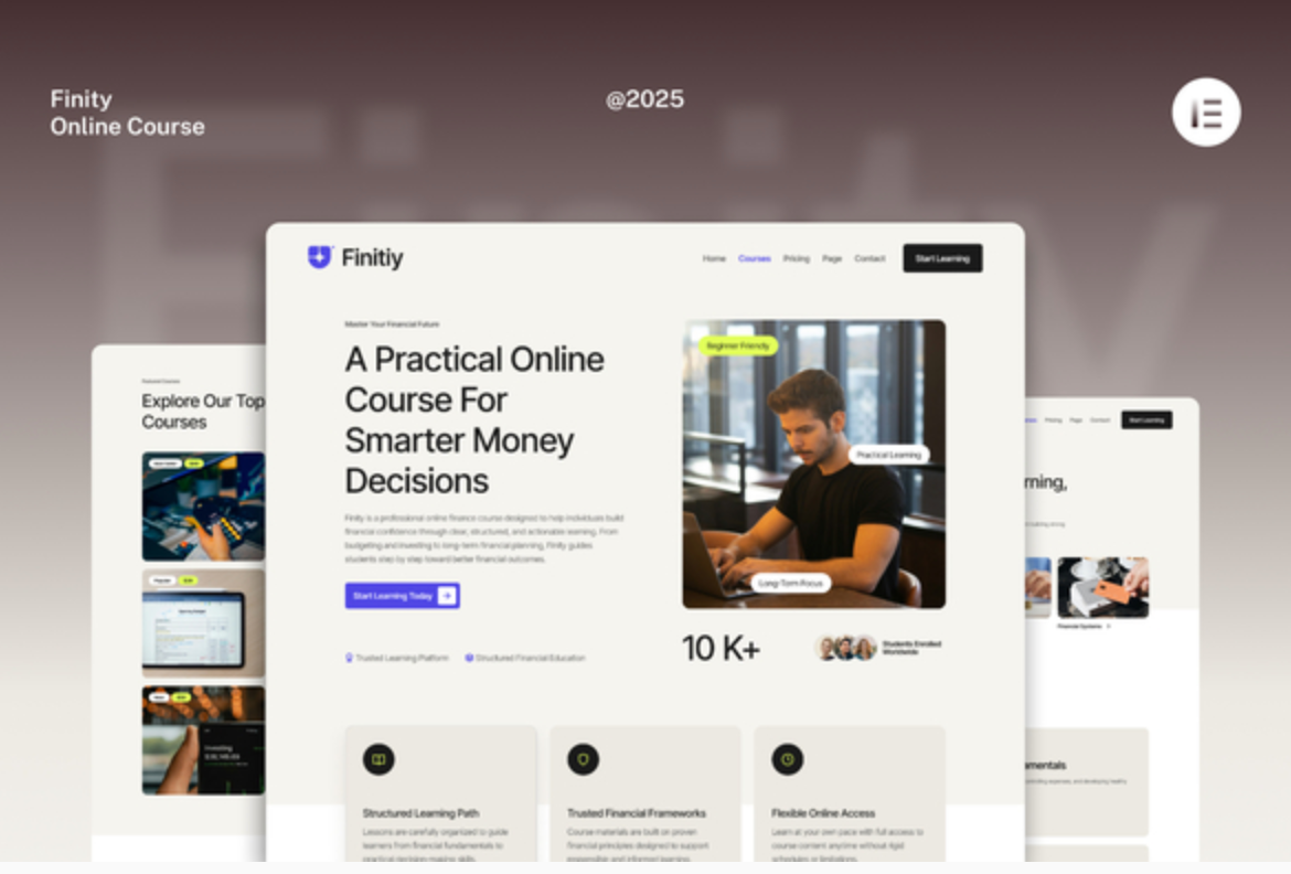 Finity - Financial Online Course Website Elementor Template Kits