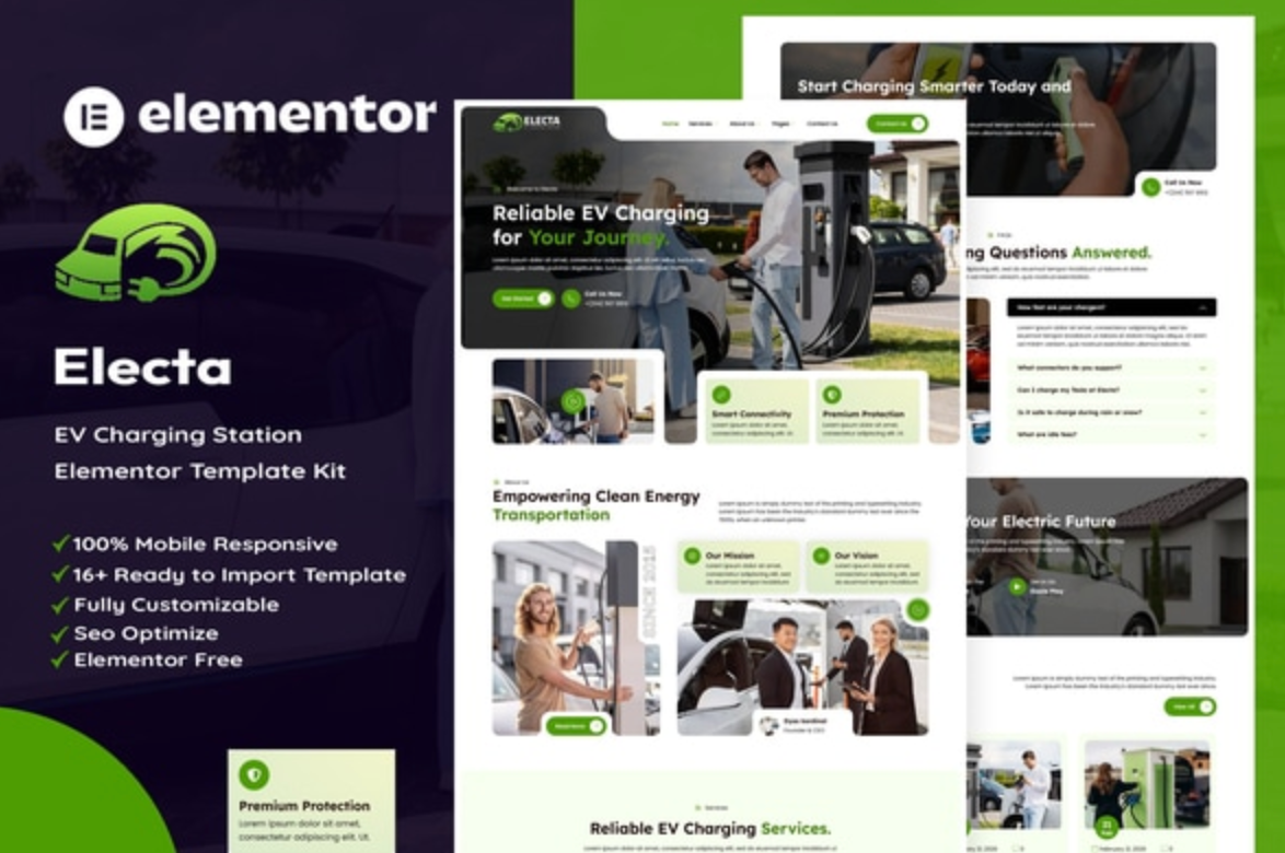 Electa - EV Charging Station Elementor Template Kit