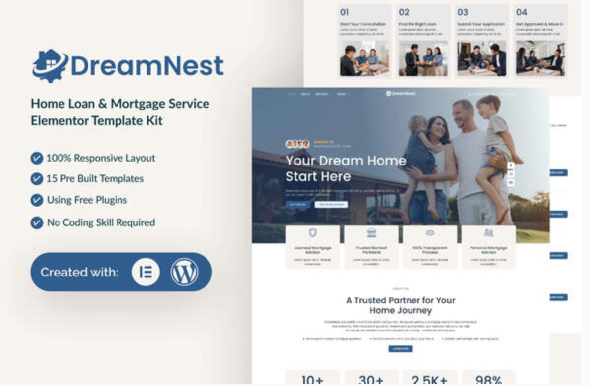 DreamNest - Home Loan & Mortgage Elementor Template Kit