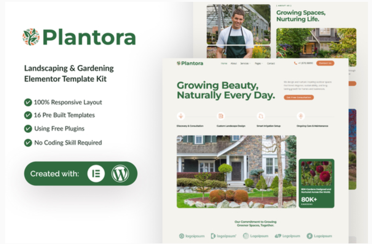 Plantora - Landscaping & Gardening Elementor Template Kit
