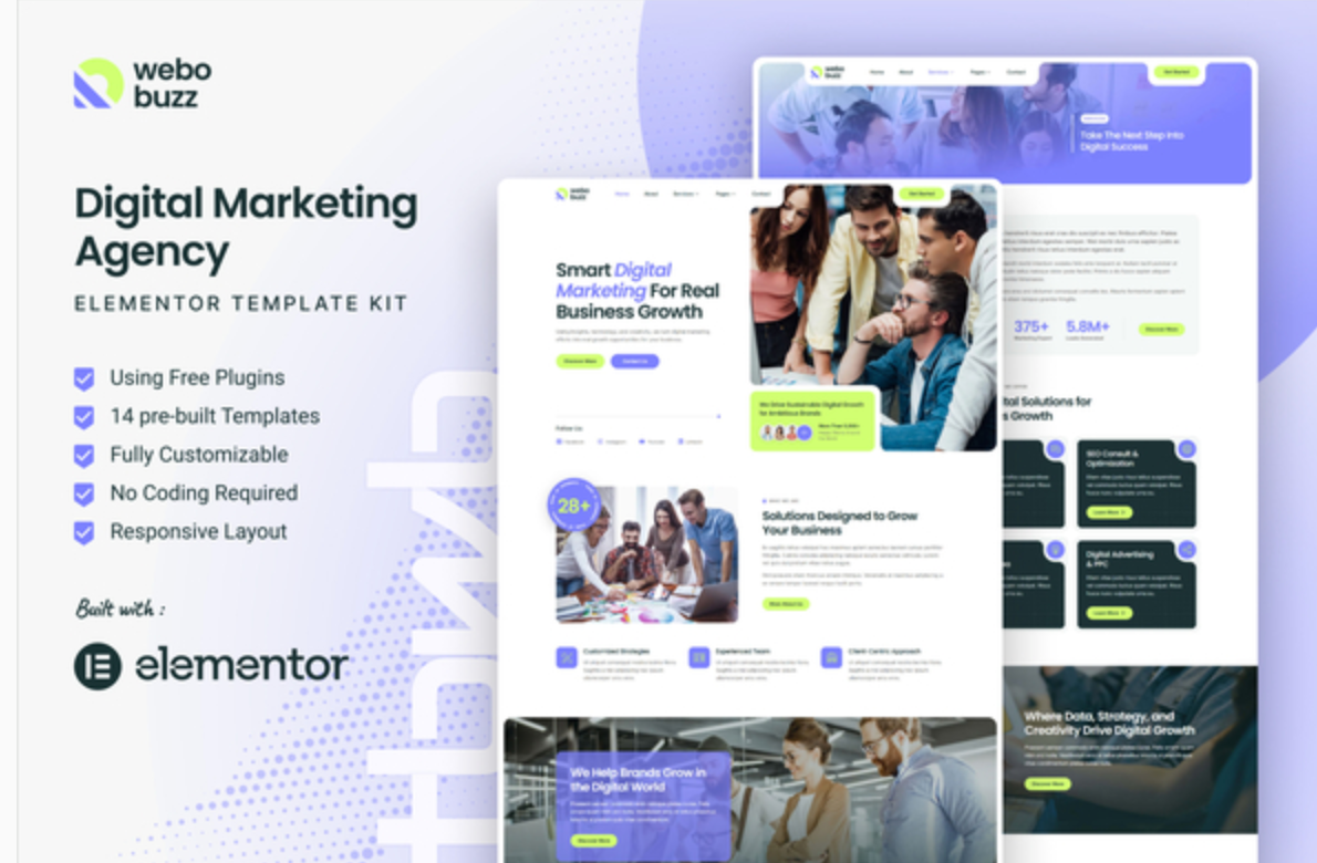 Webobuzz - Digital Marketing Agency Elementor Template Kit