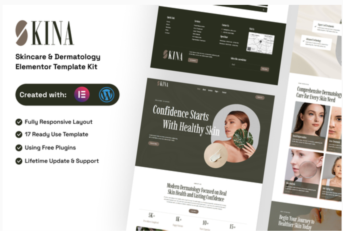 Skina - Skincare & Dermatology Elementor Template Kit