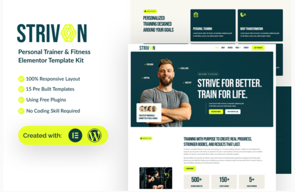Strivon - Personal Trainer & Fitness Elementor Template Kit