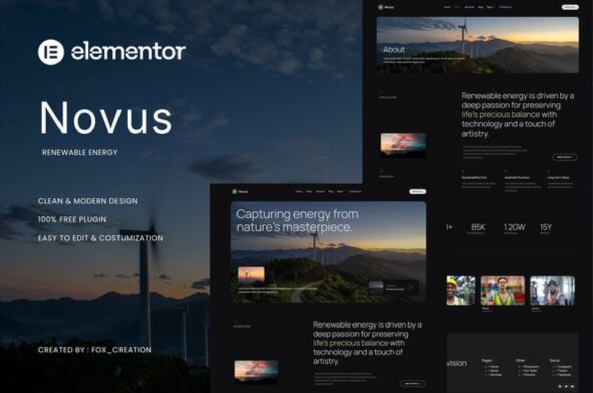 Novus - Green Renewable Energy Elementor Template Kit