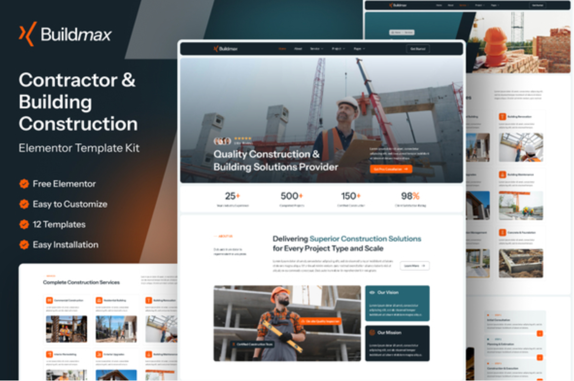 Buildmax - Contractor & Building Construction Elementor Template Kit