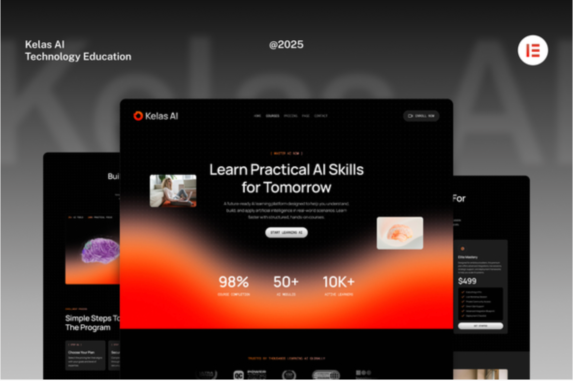 KelasAI - AI & Tech Online Course Elementor Template Kit