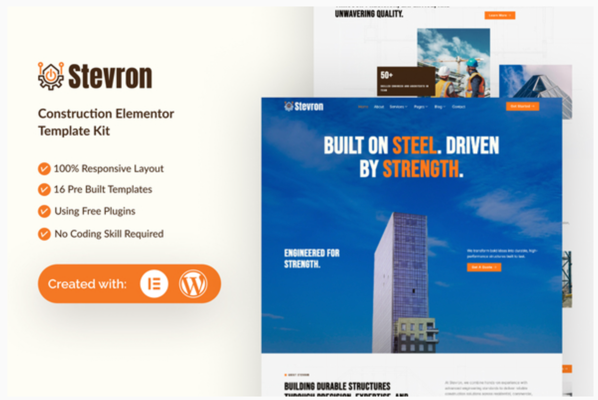 Stevron - Construction Elementor Template Kit