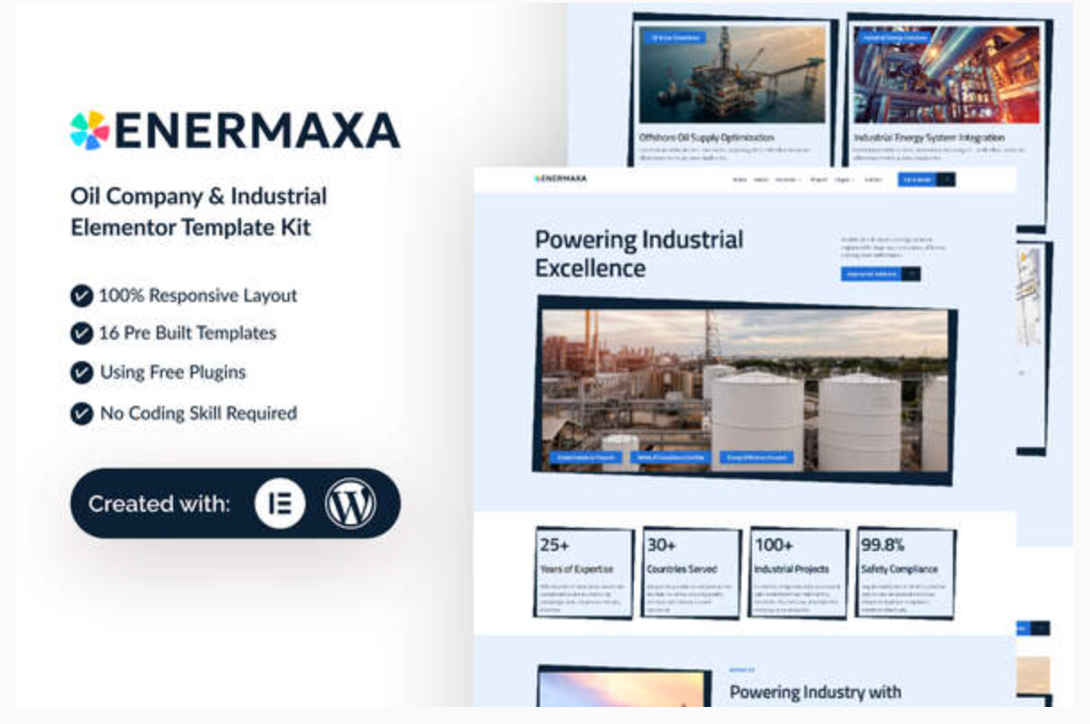 Enermaxa - Oil Company & Industrial Elementor Template Kit