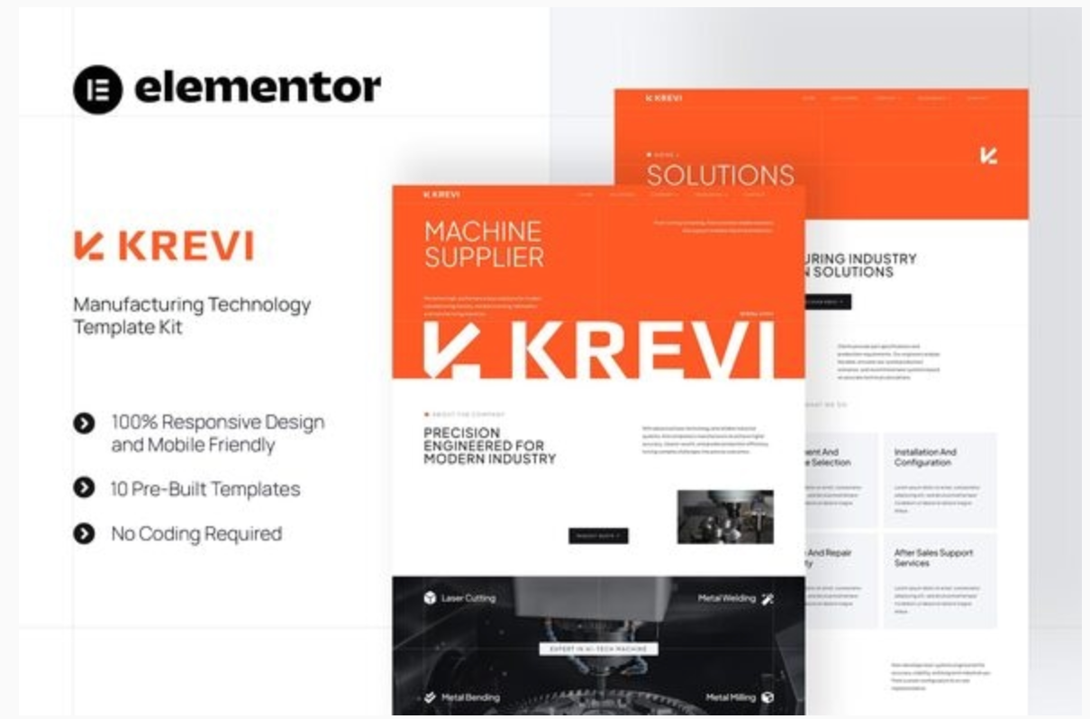 Krevi - Manufacturing Technology Elementor Template Kit