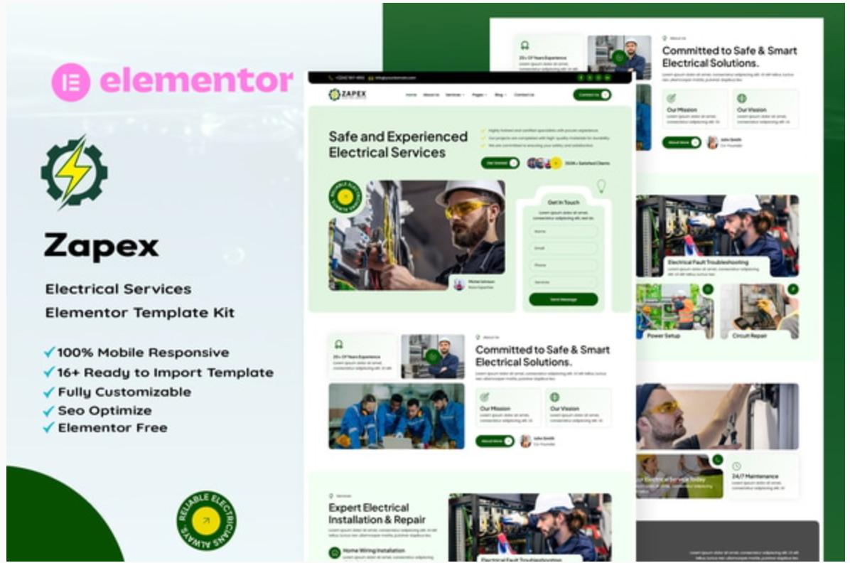 Zapex - Electrical Services Elementor Template Kit