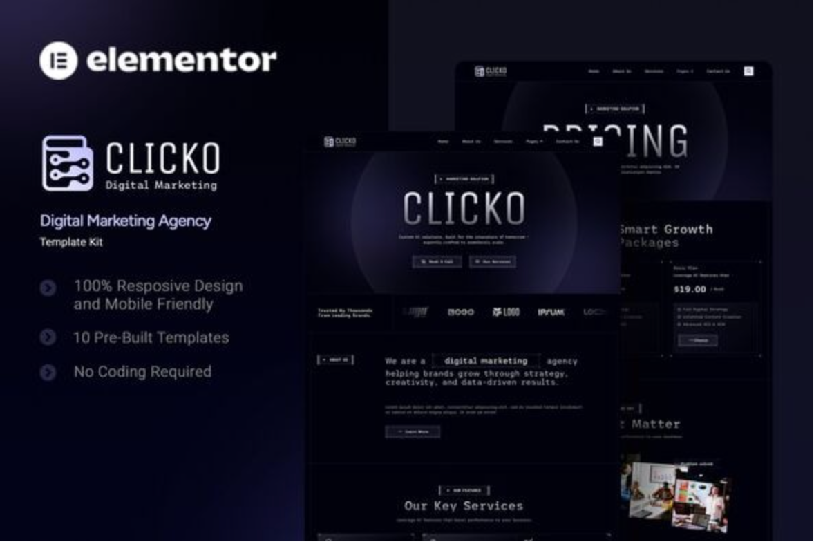 Clicko - Digital Marketing Agency Elementor Template Kit