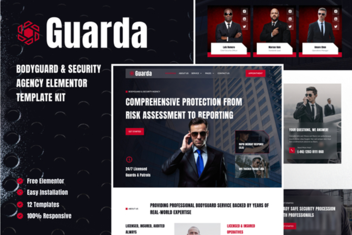 Guarda - Bodyguards & Security Agency Elementor Template Kit