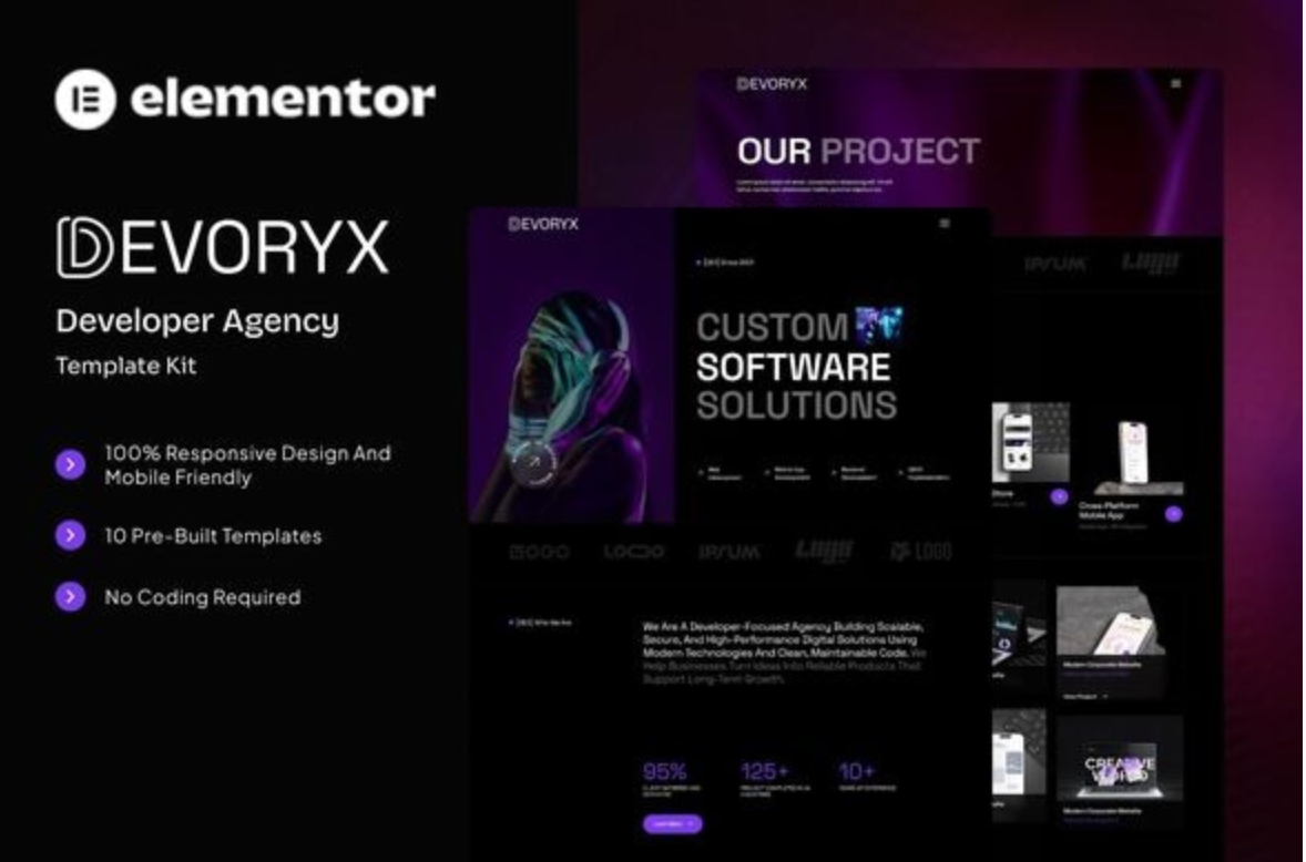 Devoryx - Developer Agency Elementor Template Kit