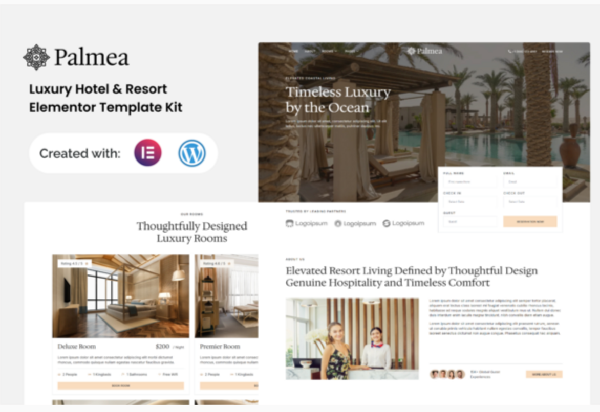 Palmea - Luxury Hotel & Resort Elementor Template Kit